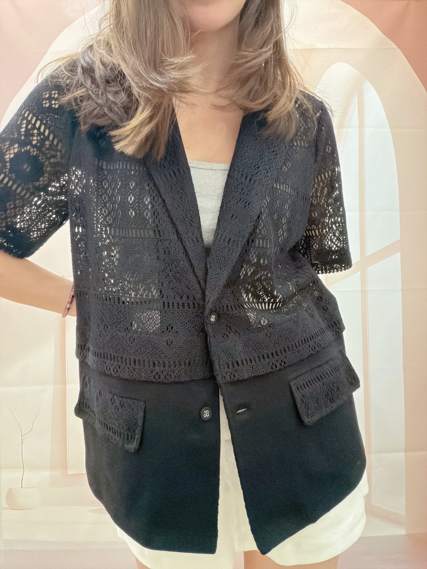 LACE MIXED COTTON BLAZER