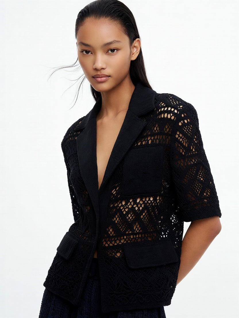 LACE MIXED COTTON BLAZER