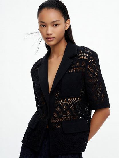LACE MIXED COTTON BLAZER