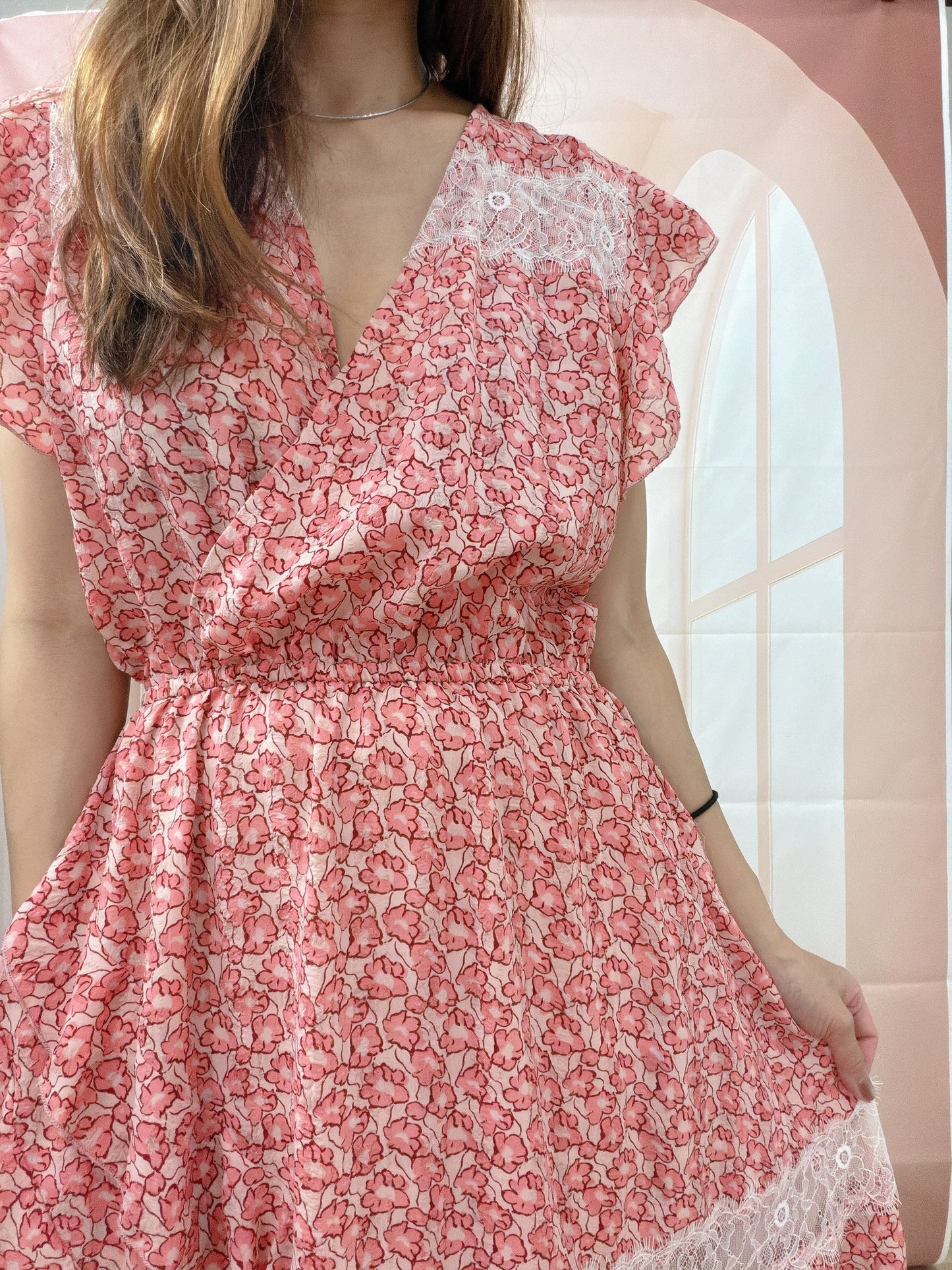 FLORAL PRINT STRETCHY WAIST DRESS