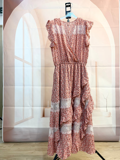 FLORAL PRINT STRETCHY WAIST DRESS