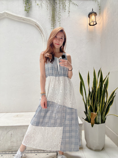 VELVET MIXED LACE DRESS