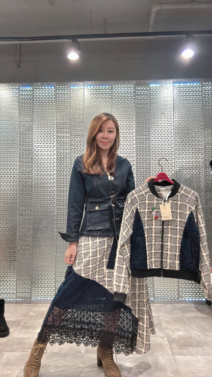 STRETCHY V NECK DENIM JACKET