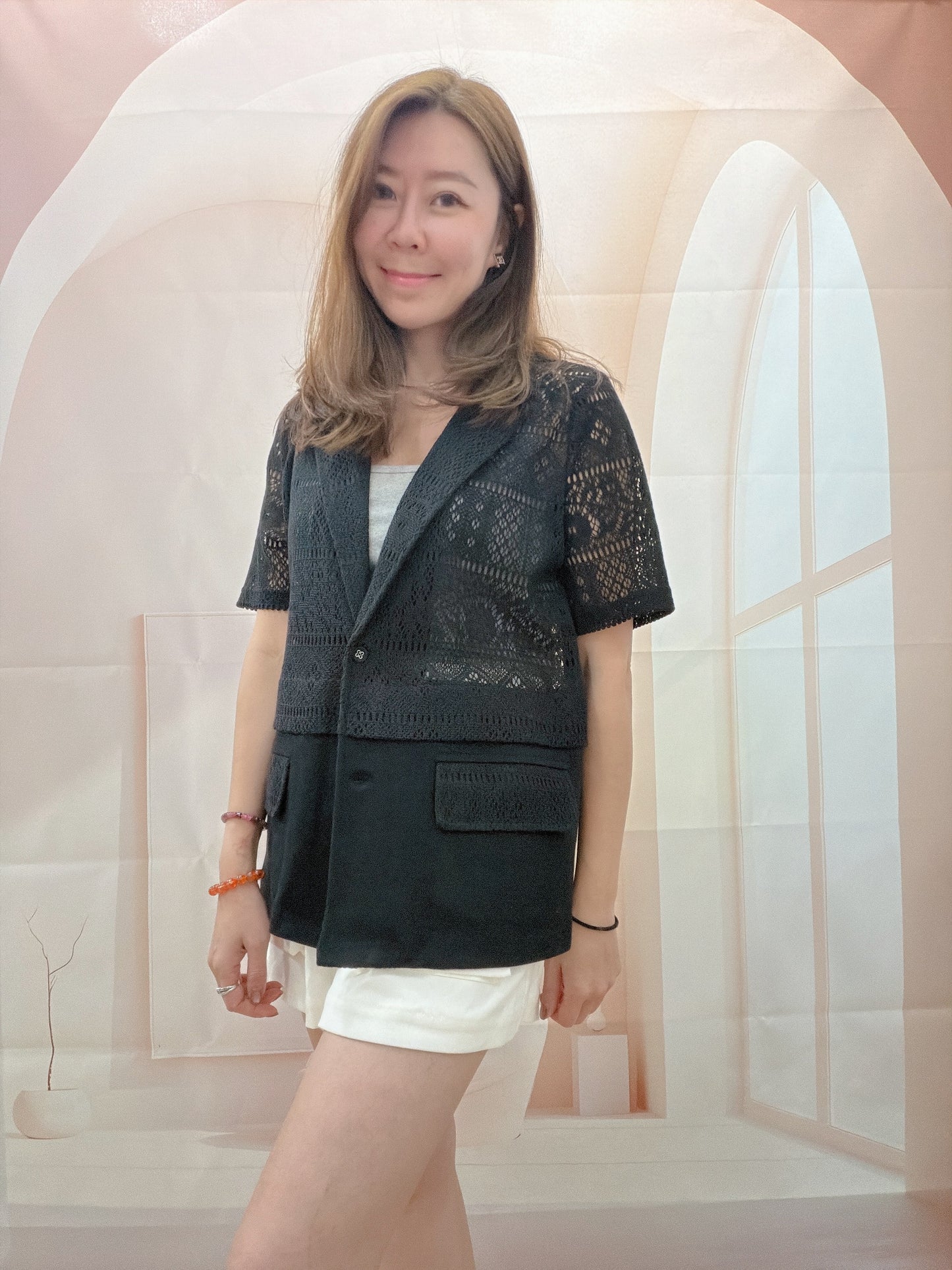 LACE MIXED COTTON BLAZER