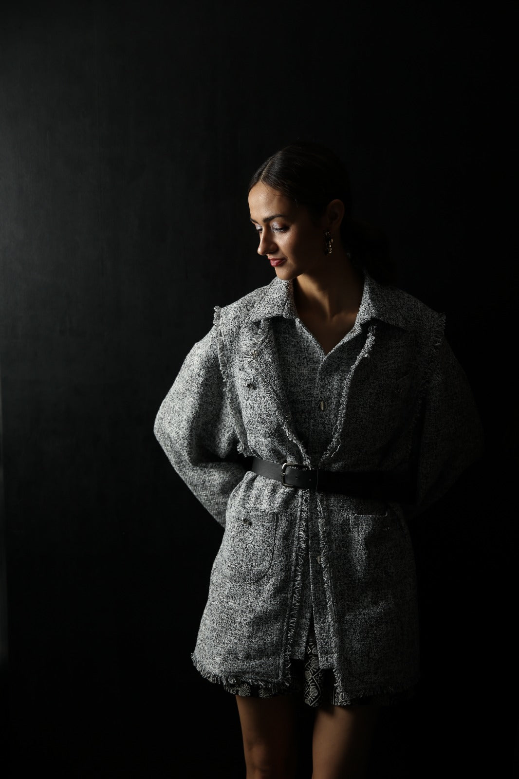PER ME DOUBLE LAYER LIGHT WEIGHT TWEED COAT