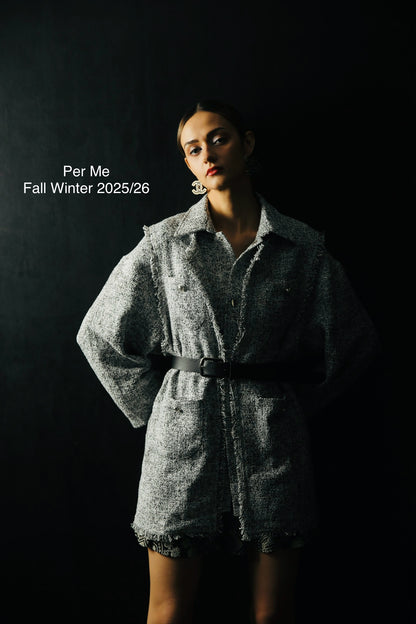 PER ME DOUBLE LAYER LIGHT WEIGHT TWEED COAT