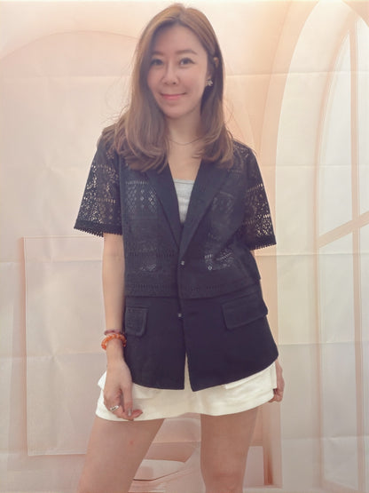 LACE MIXED COTTON BLAZER