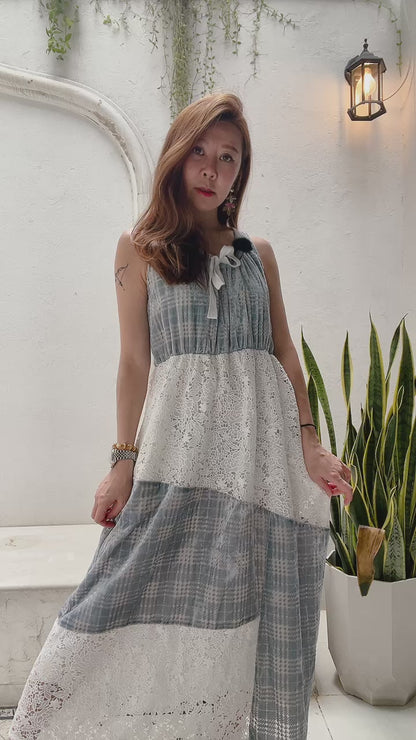 VELVET MIXED LACE DRESS