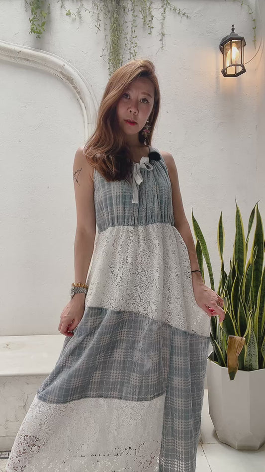 VELVET MIXED LACE DRESS